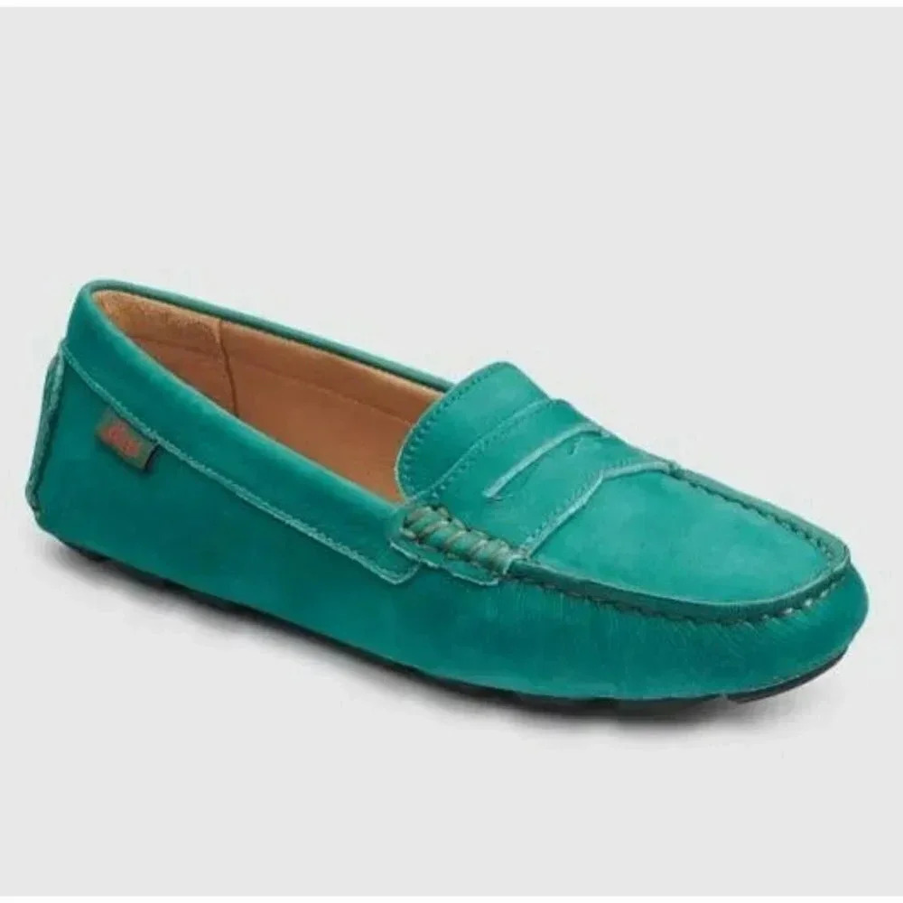 G.H.Bass Women's Dylan Aqua Suede Driver Moc Loafers Size 6 (MSRP $165)